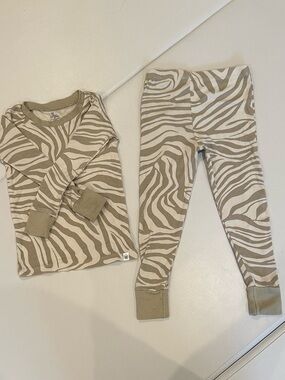 NWOT Honest Baby 100% Organic Cotton Neutral Zebra Print 2-Piece Pajamas